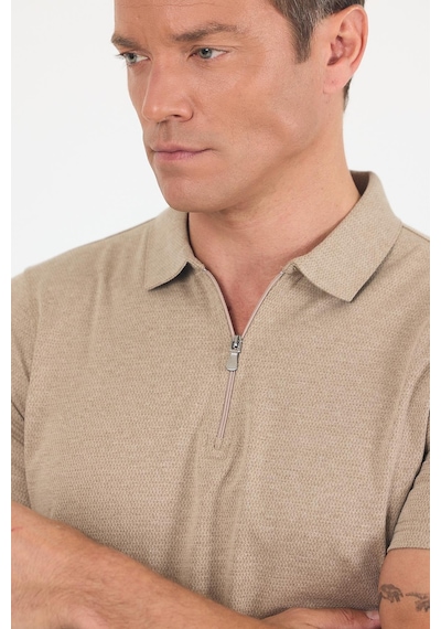 Kahverengi Kısa Kol Düz Suprem Polo Yaka Cepsiz Pamuklu Casual Slim Fit Tişört 1011250164 402 Kahverengi