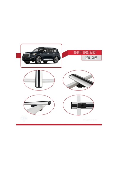 Infiniti Qx80 Z62 2014-2023 Arası İle Uyumlu Basic Model Ara Atkı Tavan Barı Gri 3 Adet