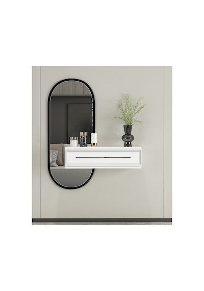 Glow 70cm Duvara Monte Kapaklı Raflı Modern Dresuar Beyaz-gümüş Beyaz-gümüş