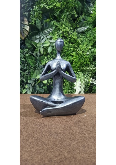 Yogacı Kadın Mumluk Biblo Gri