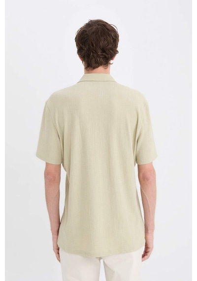 Defacto 	Modern Fit Polo Yaka Dokulu Penye Kısa Kollu Gömlek C4125AX25SM Haki