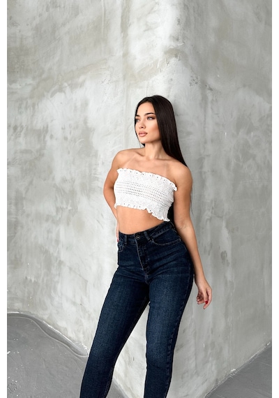 HLT Jeans Blue Black Kadın Likralı Boyfriend Jean Yüksek Bel Esnek Kot Pantolon Mabel-2021 Blue Black
