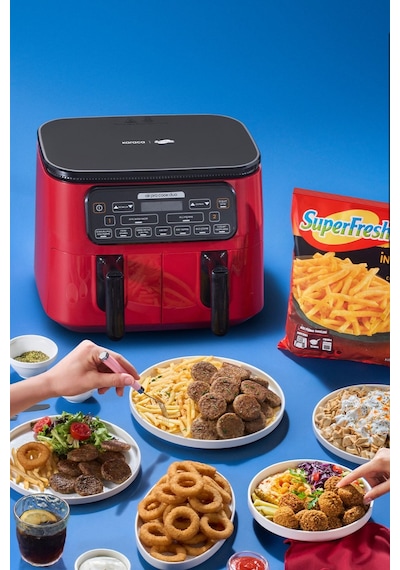 Karaca Air Pro Cook Duo Superfresh Kırmızısı 4+4 L 8 Kişilik Airfryer Fritöz