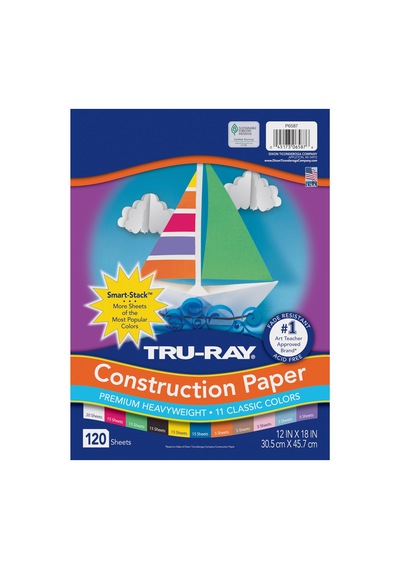 Tru-ray Pacon Çeşitli Renklerde Akıllı İstif Yapı Kağıdı, 30,5 X 18 Cm, 120'li Paket