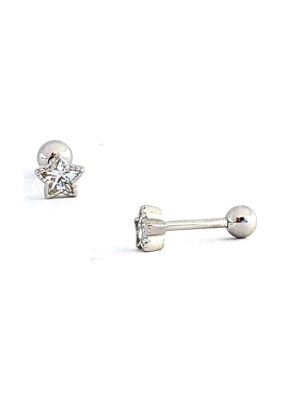 Pırlanta Parlaklığında Zirkon Taşlı 925ayar Gümüş Yıldız Figürlü Tragus Piercing Gümüş