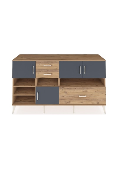 Kronos Konsol 7 Raflı 3 Çekmeceli 4 Kapaklı 176x59x99 Çam-antrasi Çam-antrasit/çam