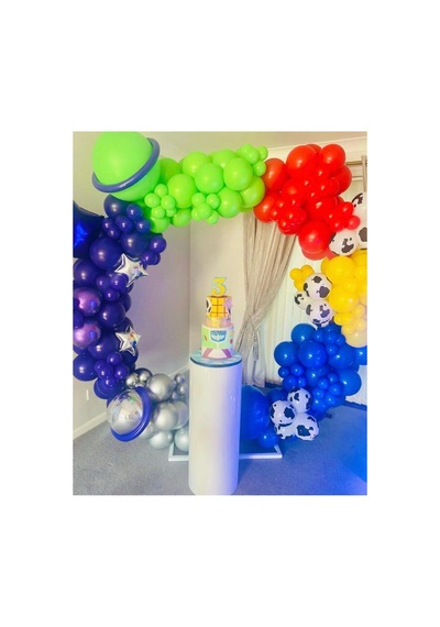 Krom Gümüş Pastel Balon Zinciri Gece Mavisi Lacivert Açık Yeşil Kırmızı Sarı 100 Adet A