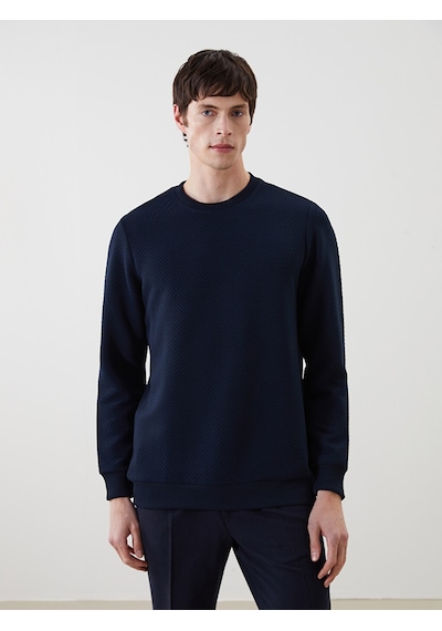Lcw Vision Lacivert Bisiklet Yaka Uzun Kollu Erkek Sweatshirt