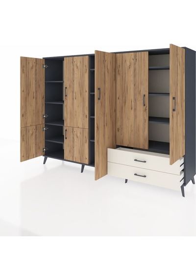 Hyperion Dolap 12 Raflı 2 Çekmeceli 7 Kapaklı 220x44x163 Antrasit Antrasit-çam/aytaşı Hyperion Dolap 12 Raflı 2 Çekmeceli 7 Kapaklı 220x44x163 Antrasit Antrasit-çam/aytaşı