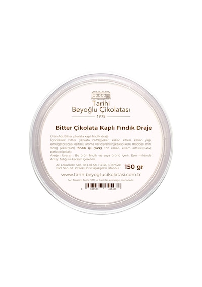 Bitter Çikolata Kaplı Fındık Draje 150 Gr