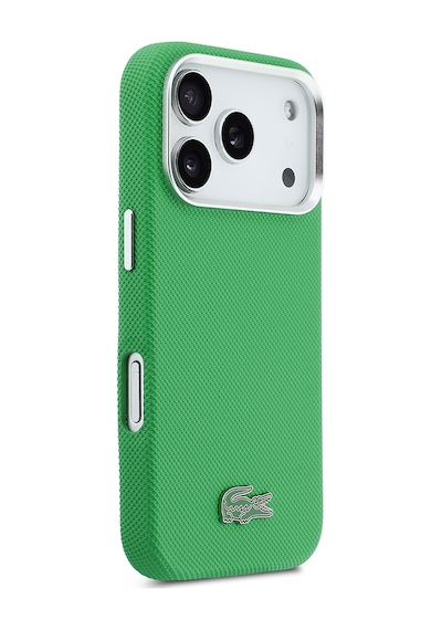 Apple iPhone 17 Pro Kılıf Lacoste Lisanslı M-safe Uyumlu Pvc Pike Desenli İkonik Timsah Logolu Kapak Yeşil