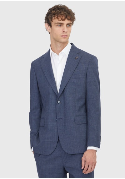 Ramsey Açık Lacivert Potikare Zeroweight Slim Fit %100 Yün Takım Elbise