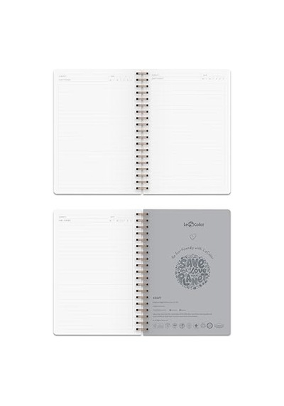 Kraft Ofis Defter Spiralli Çizgili Gri Çok Renkli