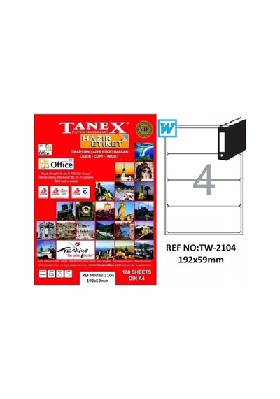 Tanex Laser Etiket 100 Yp 192x59 Laser-copy-ınkjet Tw-2104 Diğer