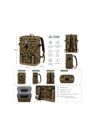 Kale Termos 30 Lt Outdoor Termal Sırt Çantası-kamuflaj Desen-472
