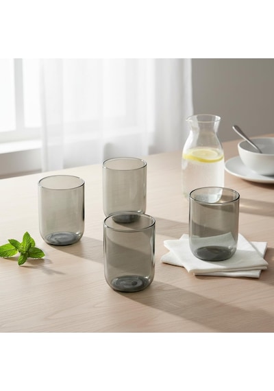 4'lü Füme Renkli Borosilikat Cam Bardak Seti - 290 Ml Isıya Dayanıklı Gri Modern Su, Meşrubat Ve Kahve Yanı Bardağı - Kurşunsuz Ekolojik 4 Adet Çok Renkli
