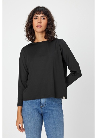Alexandergardı Uzun Kollu Kumaş T-shirt Agsweat00 Siyah