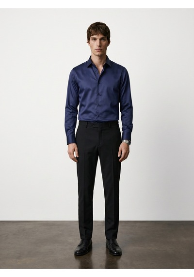 Baselco Elegance Pamuk Saten Slim Fit Gömlek Tycptg8trn177727971042000 Lacivert
