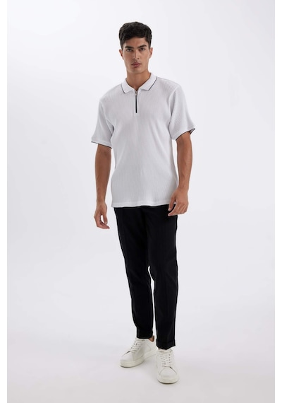 DeFacto Slim Fit Dar Kesim Kısa Kollu Fitilli Kaşkorse Yarım Fermuarlı Polo Tişört D3948AX24SMWT34 DeFacto Slim Fit Dar Kesim Kısa Kollu Fitilli Kaşkorse Yarım Fermuarlı Polo Tişört D3948AX24SMWT34