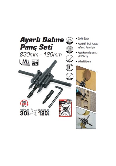 Sgs Ayarlı Delme Panç Seti 30 Mm - 120 Mm
