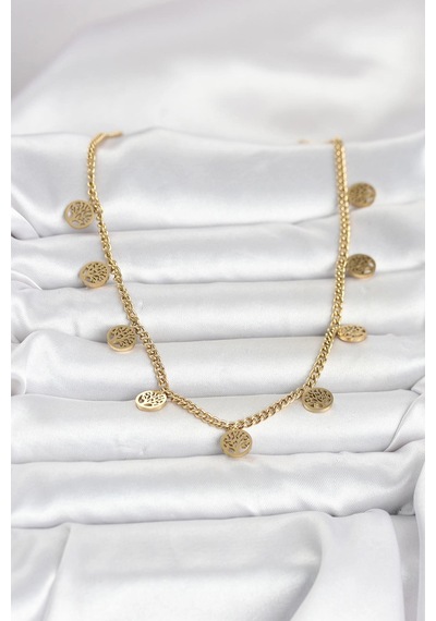 316l Çelik Gold Renk Yaşam Ağacı Model Kadın Kolye Renkli 27937585
