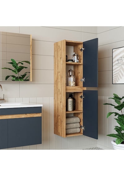 Roomart 'lavabolu' Atlantik - Antrasit Mdf 100 Cm Banyo Dolabı Atlantik Çam - Antrasit