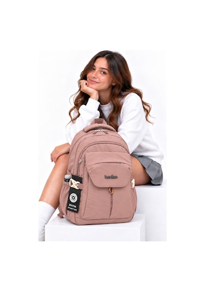 Okul Çantası Su Geçirmez Kumaş Unisex Okul Sırt Çantası Hrm - 2601 Pudra Pudra Pembe