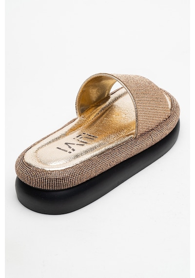 Luvishoes Luvi Shoes Oeste Altın Taşlı Tek Bantlı Kalın Tabanlı Kadın Terlik Altın Luvishoes Luvi Shoes Oeste Altın Taşlı Tek Bantlı Kalın Tabanlı Kadın Terlik Altın