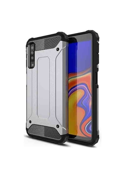 Kilifone - Samsung Uyumlu Galaxy A7 2018 - Kılıf Çift Katman Zırh Tank Crash Military Kapak - Gri Kilifone - Samsung Uyumlu Galaxy A7 2018 - Kılıf Çift Katman Zırh Tank Crash Military Kapak - Gri