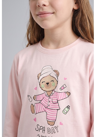 Defacto Baskılı Uzun Kollu Üst Lastikli Paça Alt 2li Pijama Takımı Kız Çocuk I3895a826aupn645 Pembe-pn645