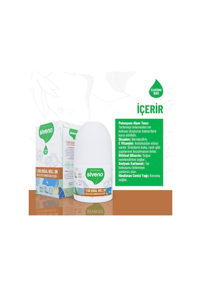 %100 Doğal Roll On Hindistan Cevizli Deodorant Ter Kokusu Önleyici Bitkisel Lekesiz Vegan 50 Ml