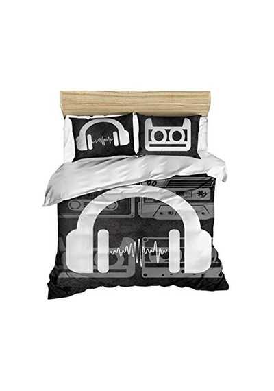 3d Baskılı %100 Pamuklu Müzik Yatak Takımı, Vintage Müzik Temalı Yatak Takımı, Tam/queen Boy Yorgan/nevresim Ta Genel