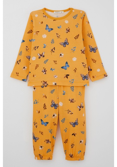 Bebeğiz Breeze Kız Bebek Pijama Takımı Bahar Temalı Kelebek Rüyası 9 Ay-3 Yaş, Sarı Sarı