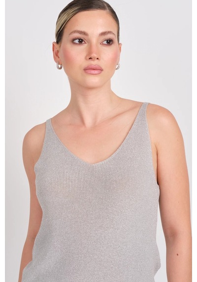 Sisley Onlshına Sl Glıtter Top Knt Kadın Gri Bluz - 15322379
