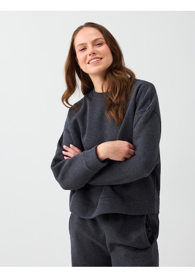 Jimmy Key Antrasit Melanj Loose Bisiklet Yaka Örme Sweatshirt 6ww238339972