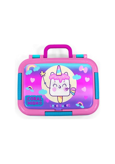 Coral High Kids Renkli Batik Unicorn Dondurma Prenses Desenli Paslanmaz Çelik Beslenme Kabı 39320 Pembe