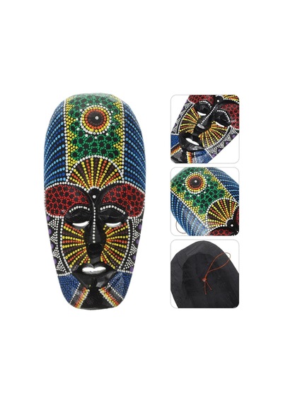 Ahşap Aborjin Mask 20 Cm Renkli Duvar Dekoru Maske