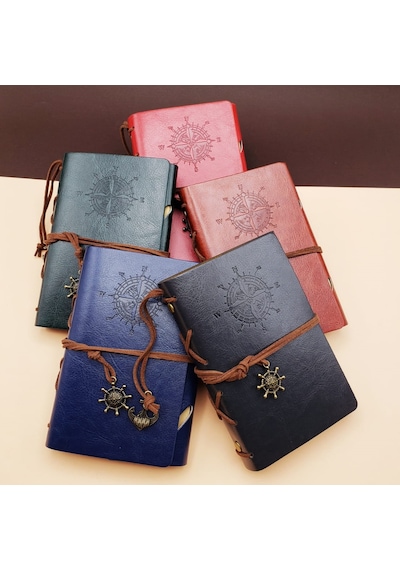 Kenpazar Küçük Boy Pusula Baskılı Deri Defter Çok Renkli