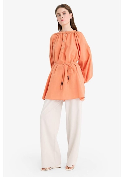 Defacto Keten Karışımlı Wide Leg Geniş Paça Flamlı Pantolon E7480ax25smgr342 Gri