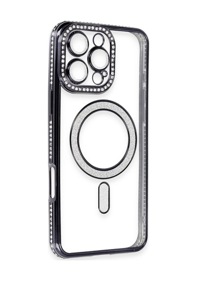 Apple iPhone Uyumlu  16 Pro Max Uyumlu Kılıf Joke Simli Magneticsafe Kılıf - Gri