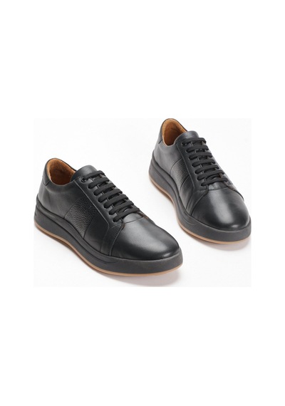 Fame Step Hakiki Deri Erkek Casual Ayakkabı Comfort Bağcıklı Ortopedik Günlük Rahat Taban Siyah Sneaker Verona