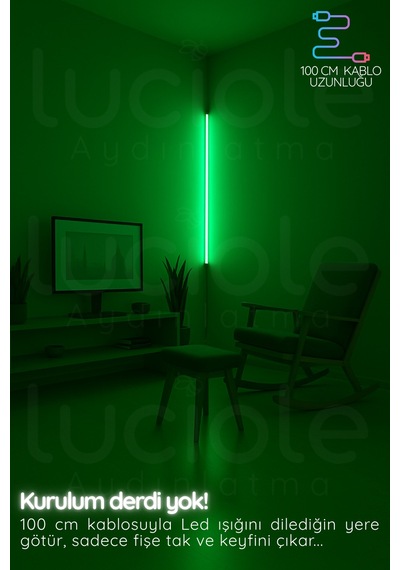 Led Abajur Aplik Gece Lambası Rgb Lambader 16 Renkli Uzaktan Kumandalı Işık 4 Animasyonlu Luciled1