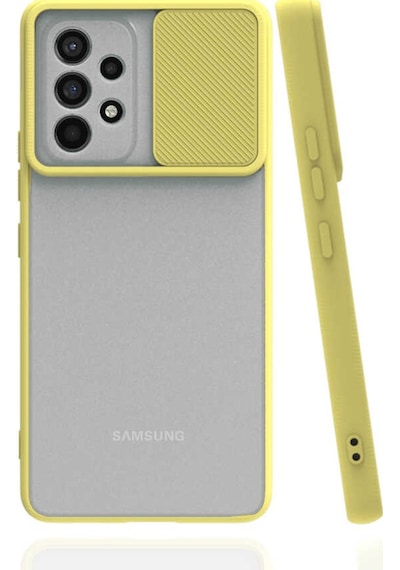 Noktaks - Samsung Galaxy Uyumlu A53 5g - Kılıf Slayt Sürgülü Arkası Buzlu Lensi Kapak - Pembe Açık