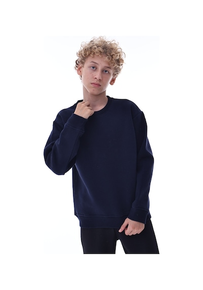 Lacivert Erkek Çocuk Sweat Pamuklu Rahat Kalıp Basic Uzun Kollu Lacivert