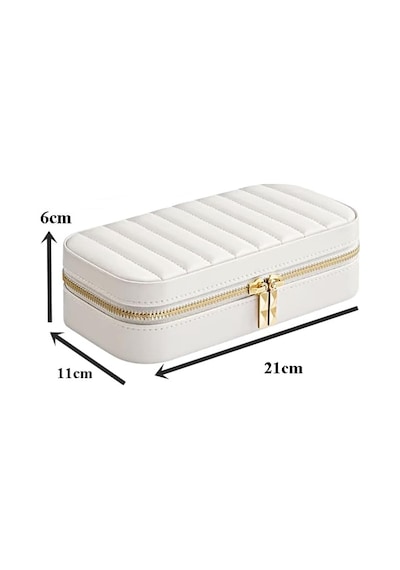 Premium Takı Organizeri, Beyaz Mücevher Kutusu, Gold Renk Fermuarlı, Yüzük Ve Küpe Bölmeli, 21x11x6 Cm Premium Takı Organizeri, Beyaz Mücevher Kutusu, Gold Renk Fermuarlı, Yüzük Ve Küpe Bölmeli, 21x11x6 Cm