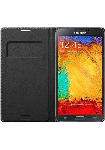 Galaxy Uyumlu Note 3 N9000 İle Uyumlu Flip Wallet Kılıf Siyah Ef-wn900b Siyah