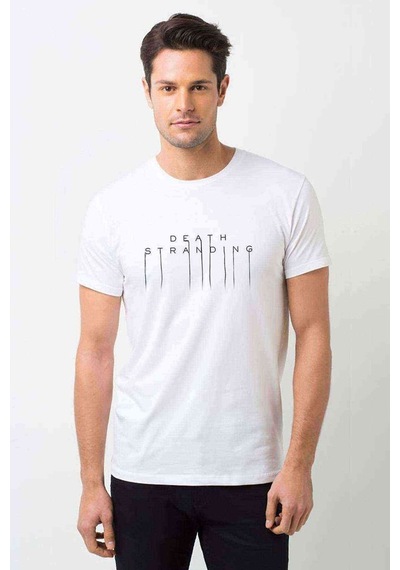 Death Stranding Logo Baskılı Beyaz Erkek Tshirt