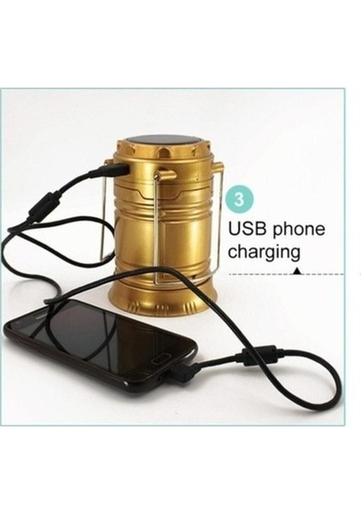 Sudex Xf-5800t Güneş Enerjili Usb Şarjlı Kamp Lambası, Çadır Feneri 6+1 Ledf Bronz