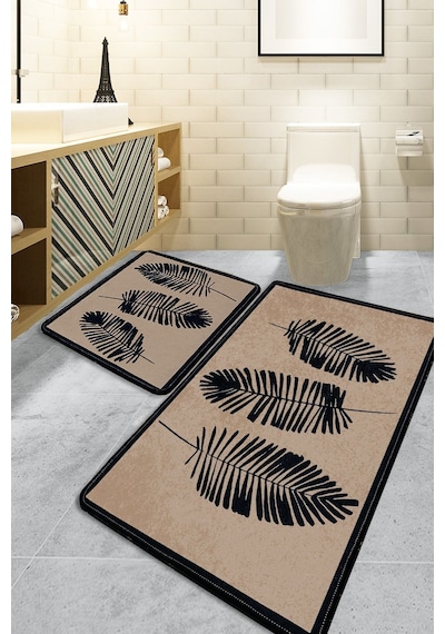 Chilai Home Hoja Bej 2'li Set 60x100 Cm 50x60 Cm Banyo Halısı Djt Bej