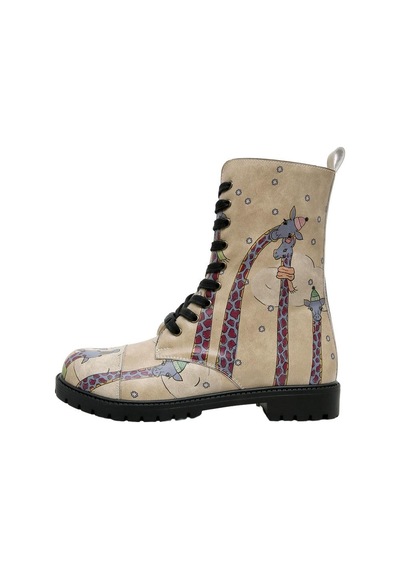 Kadın Vegan Deri Krem Fermuarlı Uzun Bot - Sky-high Love Tasarım Multicolor